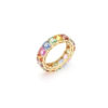 Multi sapphire ring with 5 x 3.5 mm cushion stones