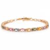 925 Sterling Silver Multi Sapphire Tennis Diamond Bracelet