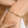 925 Sterling Silver Multi Sapphire Tennis Diamond Bracelet - Image 3
