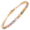 925 Sterling Silver Multi Sapphire Tennis Diamond Bracelet - Image 6