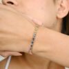 925 Sterling Silver Multi Sapphire Tennis Diamond Bracelet - Image 2