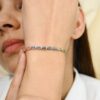 925 Sterling Silver Multi Sapphire Tennis Diamond Bracelet - Image 3