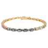 925 Sterling Silver Multi Sapphire Tennis Diamond Bracelet - Image 4