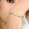 Sterling silver bracelet with prong-set sapphire and diamond accents