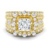 925 Sterling Silver Multi Stone Princess Cut Diamond Vintage Engagement Ring - Image 2