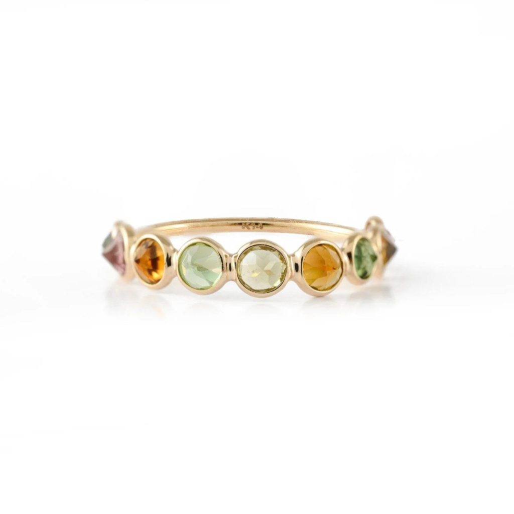925 Sterling Silver Multi Tourmaline Half Eternity Band