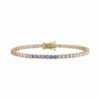 Multicolour sapphire and diamond tennis bracelet in sterling silver