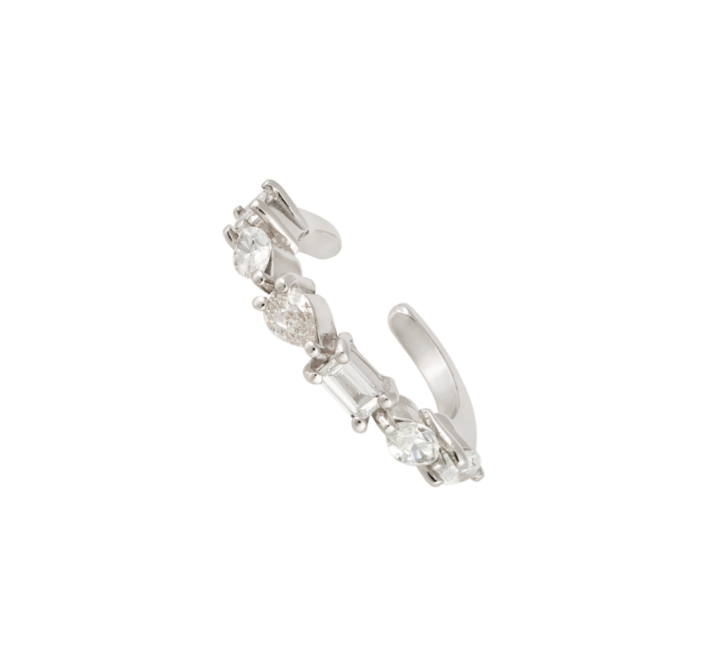 925 Sterling Silver Multishape Diamond Ear Cuff