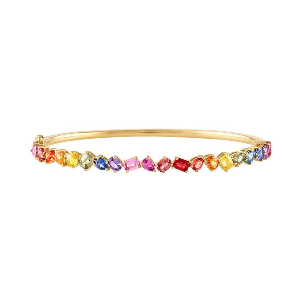 925 Sterling Silver Multishape Multicolor Bangle