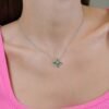 Diamond necklace with Premium CZ Emerald and pave accents