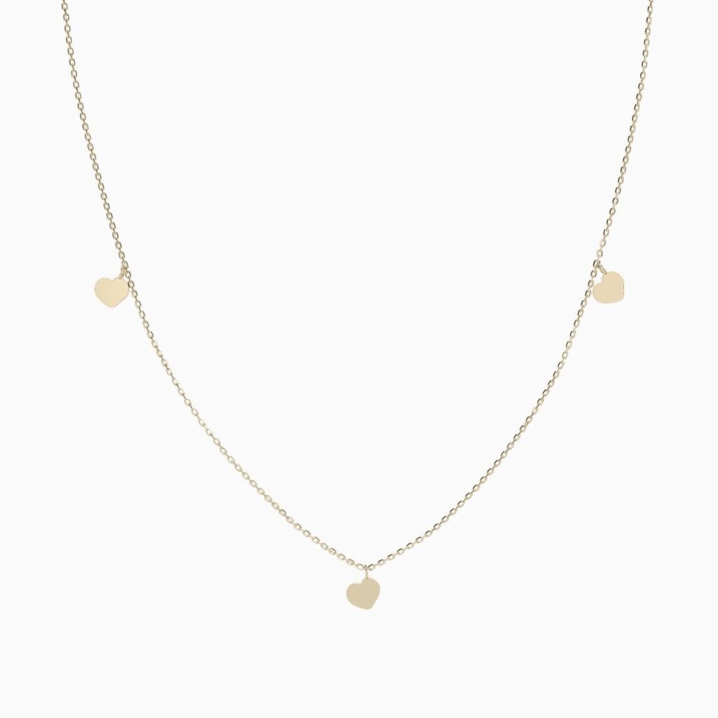 925 Sterling Silver Necklace 3 Hearts