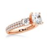 925 Sterling Silver NEW Double Row Pave Three Stone Cushion Cut Diamond Engagement Ring - Image 10