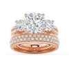 925 Sterling Silver NEW Double Row Pave Three Stone Cushion Cut Diamond Engagement Ring - Image 13