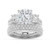 925 Sterling Silver NEW Double Row Pave Three Stone Cushion Cut Diamond Engagement Ring - Image 14