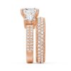 925 Sterling Silver NEW Double Row Pave Three Stone Cushion Cut Diamond Engagement Ring - Image 16