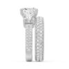 925 Sterling Silver NEW Double Row Pave Three Stone Cushion Cut Diamond Engagement Ring - Image 17