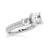 925 Sterling Silver NEW Double Row Pave Three Stone Cushion Cut Diamond Engagement Ring - Image 4