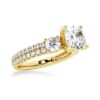 925 Sterling Silver NEW Double Row Pave Three Stone Cushion Cut Diamond Engagement Ring - Image 7