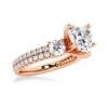 925 Sterling Silver NEW Double Row Pave Three Stone Heart Shaped Diamond Engagement Ring - Image 10
