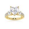 925 Sterling Silver NEW Double Row Pave Three Stone Heart Shaped Diamond Engagement Ring - Image 2