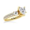 925 Sterling Silver NEW Double Row Pave Three Stone Heart Shaped Diamond Engagement Ring - Image 7