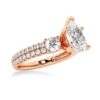 925 Sterling Silver NEW Double Row Pave Three Stone Pear Shaped Diamond Engagement Ring - Image 10
