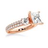 925 Sterling Silver NEW Double Row Pave Three Stone Princess Cut Diamond Engagement Ring - Image 10
