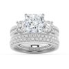 925 Sterling Silver NEW Double Row Pave Three Stone Princess Cut Diamond Engagement Ring - Image 14