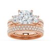 925 Sterling Silver NEW Double Row Pave Three Stone Princess Cut Diamond Engagement Ring - Image 15