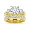 925 Sterling Silver NEW Double Row Pave Three Stone Princess Cut Diamond Engagement Ring - Image 16