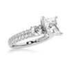 925 Sterling Silver NEW Double Row Pave Three Stone Princess Cut Diamond Engagement Ring - Image 4