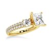 925 Sterling Silver NEW Double Row Pave Three Stone Princess Cut Diamond Engagement Ring - Image 7