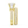 925 Sterling Silver NEW Double Row Pave Three Stone Round Cut Diamond Engagement Ring - Image 14