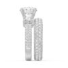 925 Sterling Silver NEW Double Row Pave Three Stone Round Cut Diamond Engagement Ring - Image 15