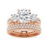 925 Sterling Silver NEW Double Row Pave Three Stone Round Cut Diamond Engagement Ring - Image 16