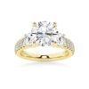 925 Sterling Silver NEW Double Row Pave Three Stone Round Cut Diamond Engagement Ring - Image 2
