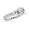 925 Sterling Silver NEW Double Row Pave Three Stone Round Cut Diamond Engagement Ring - Image 4