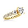 925 Sterling Silver NEW Double Row Pave Three Stone Round Cut Diamond Engagement Ring - Image 9