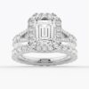 925 Sterling Silver NEW Emerald Cut Split Shank Diamond Halo Engagement Ring - Image 18