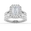 925 Sterling Silver NEW Emerald Cut Split Shank Diamond Halo Engagement Ring - Image 22