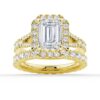 925 Sterling Silver NEW Emerald Cut Split Shank Diamond Halo Engagement Ring - Image 24