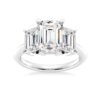 925 Sterling Silver NEW Emerald Cut Three Stone Diamond Engagement Ring