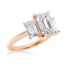 925 Sterling Silver NEW Emerald Cut Three Stone Diamond Engagement Ring - Image 10