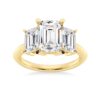 925 Sterling Silver NEW Emerald Cut Three Stone Diamond Engagement Ring - Image 2