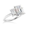 925 Sterling Silver NEW Emerald Cut Three Stone Diamond Engagement Ring - Image 4