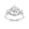 Pear shaped three stone engagement ring in 925 sterling silver