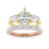 Timeless pear shaped engagement ring with prong-set stones