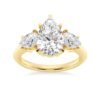 Pear shaped diamond engagement ring with prong-set stones