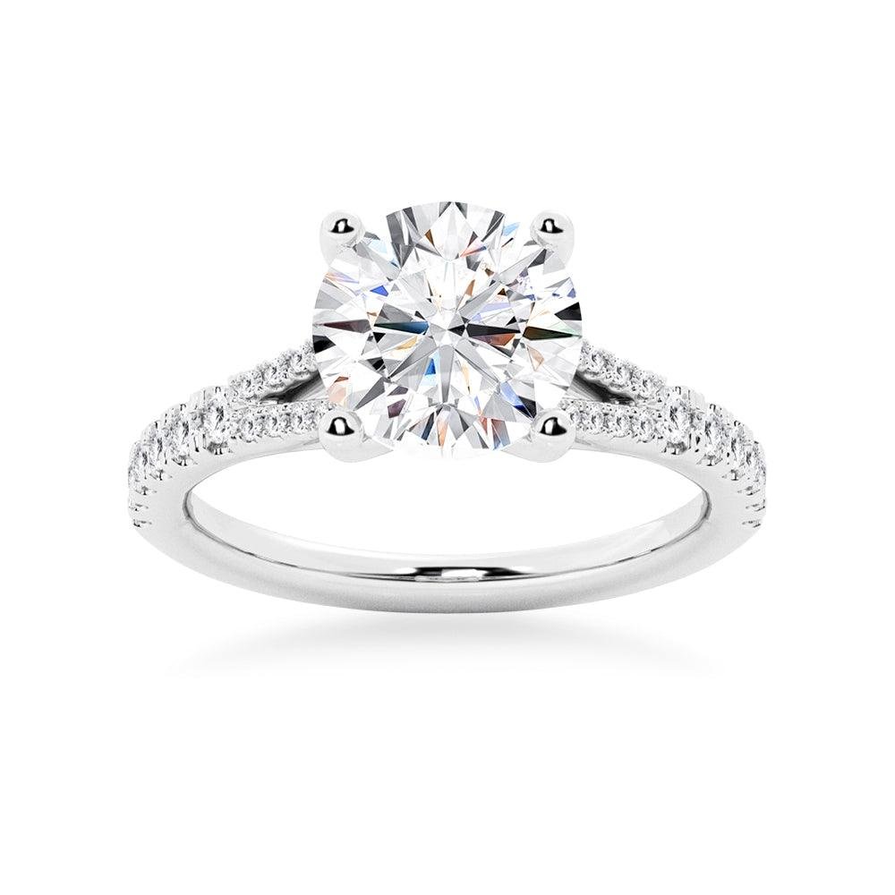 925 Sterling Silver NEW Round Cut Split Shank Diamond Engagement Ring