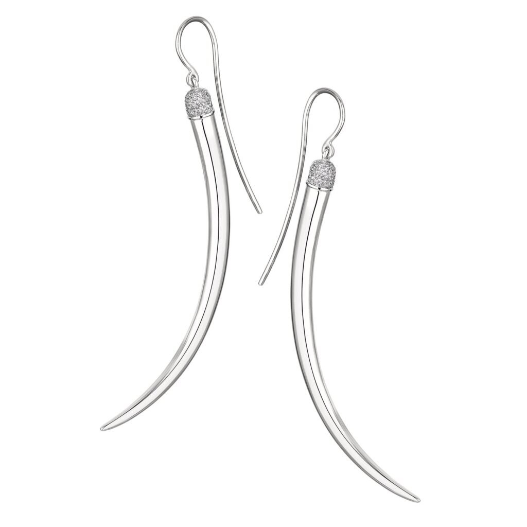 925 Sterling Silver No.1 Large Diamond Earrings Pave